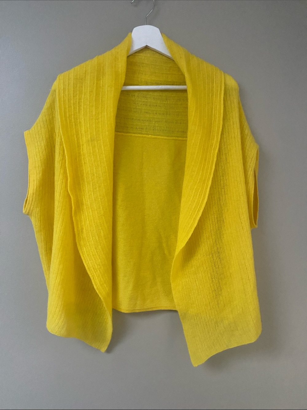 Yellow Cashmere Shrug Open-Front cropped oversized Cardigan OS